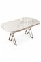 Hanah Home Mesa de Comedor Blanco Mármol y Cromo